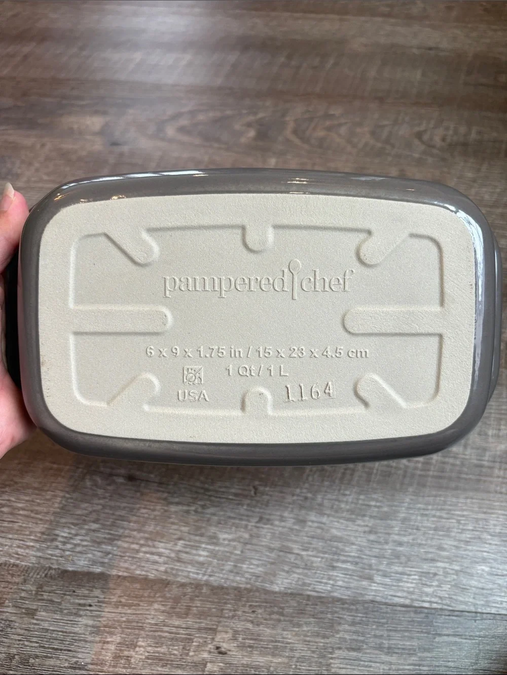 Pampered Chef Stoneware Gray Rectangle Baker 1421 Rectangle Small 6x9”